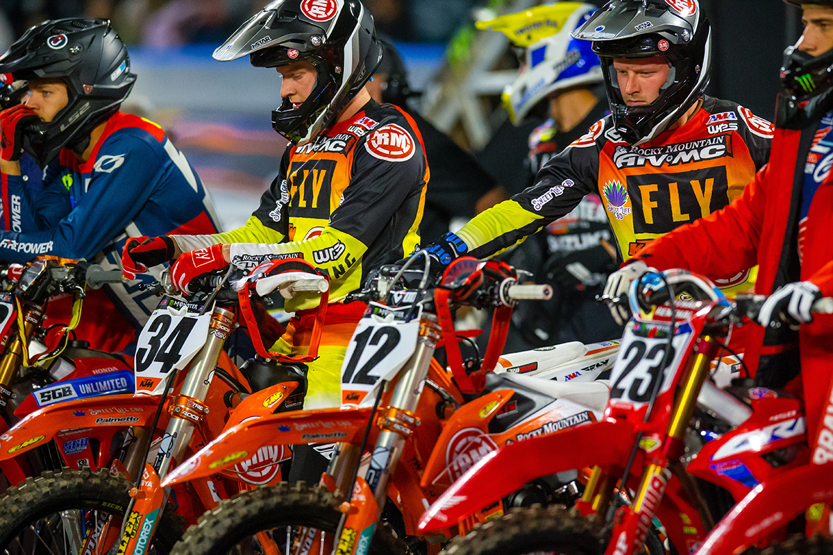 Supercross riders in the pit